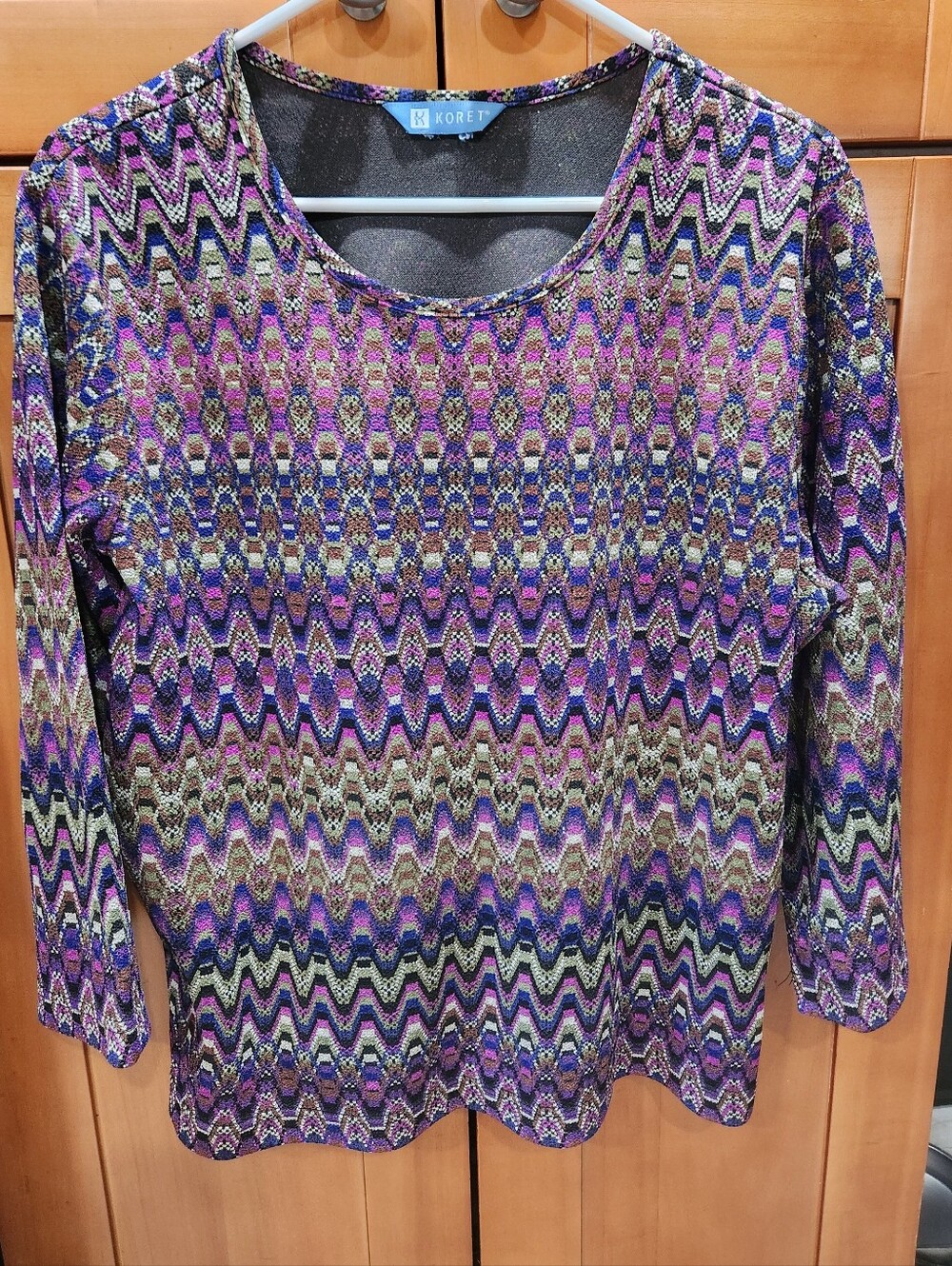 Koret Purple Multicolor Zigzag Knit Top - Women